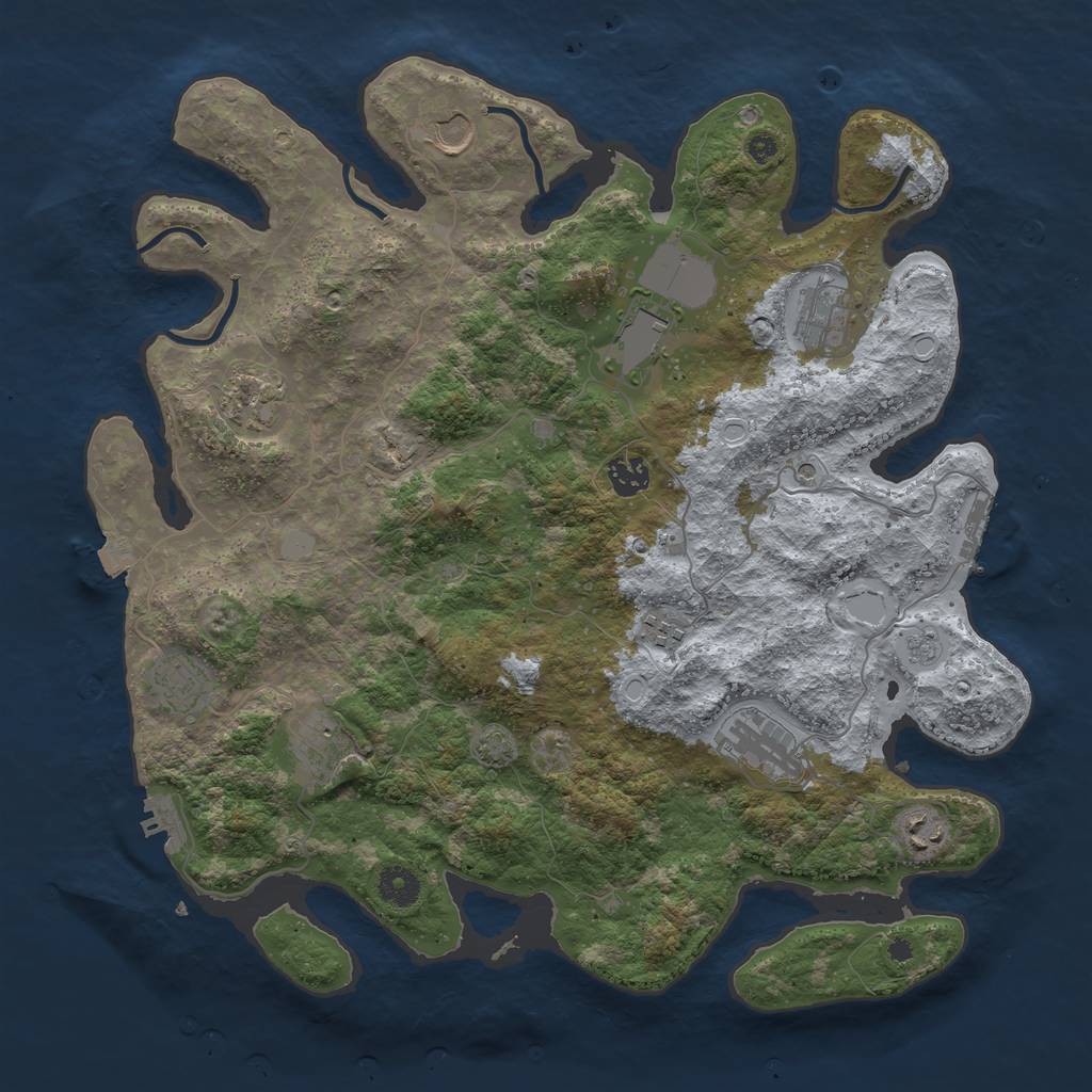 Rust Map: Procedural Map, Size: 3950, Seed: 50117907, 18 Monuments