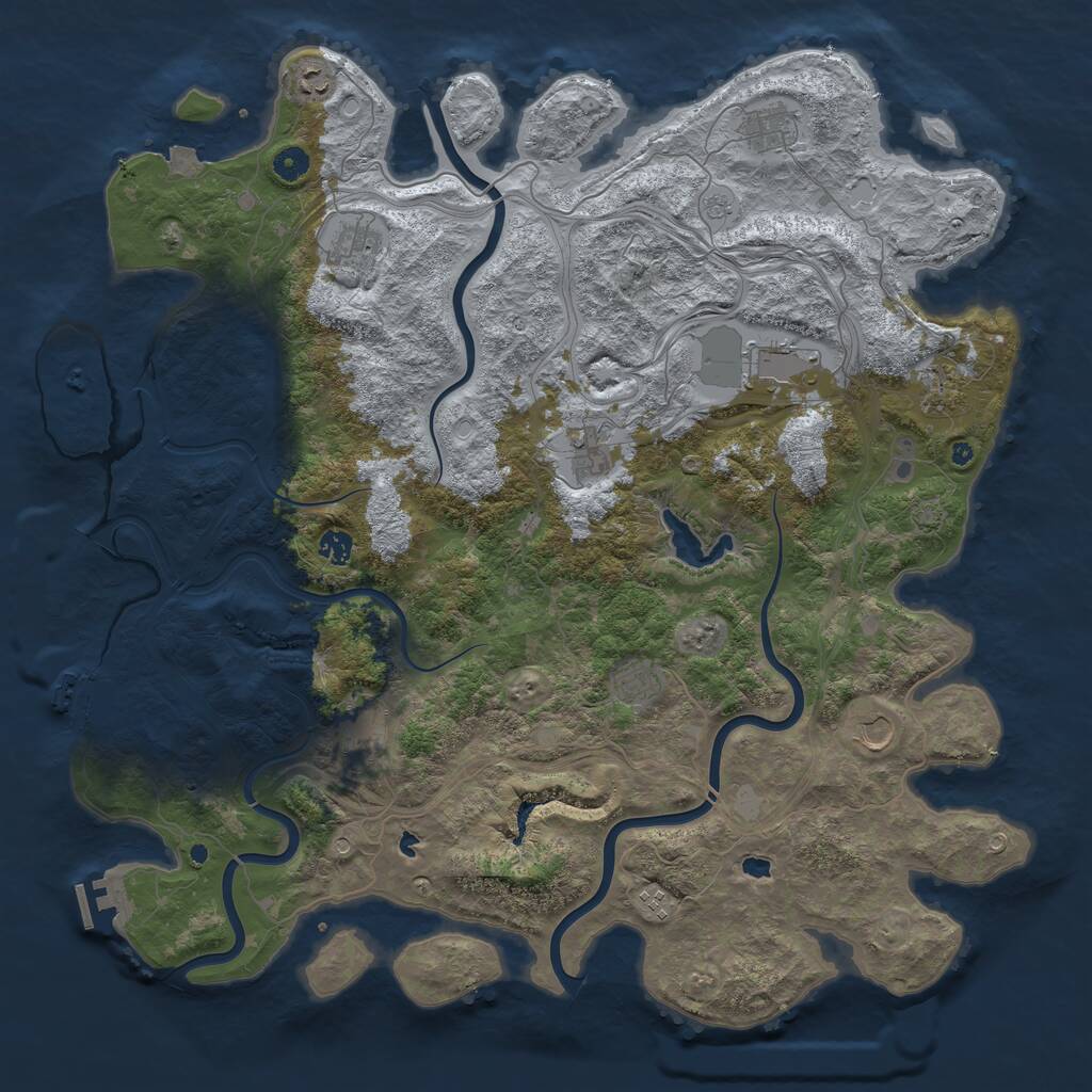 Rust Map: Procedural Map, Size: 4800, Seed: 864156350, 17 Monuments