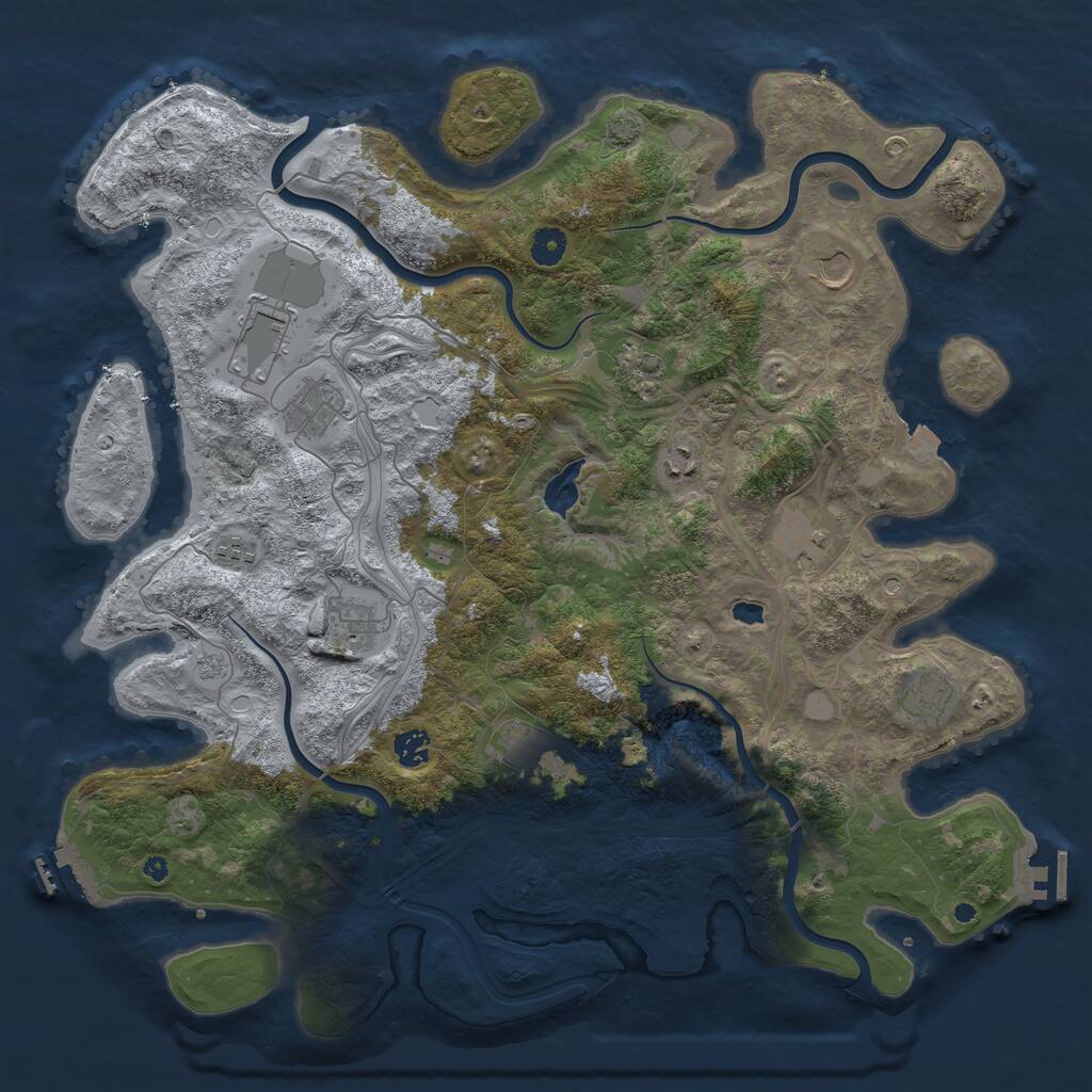Rust Map: Procedural Map, Size: 4400, Seed: 33377606, 17 Monuments