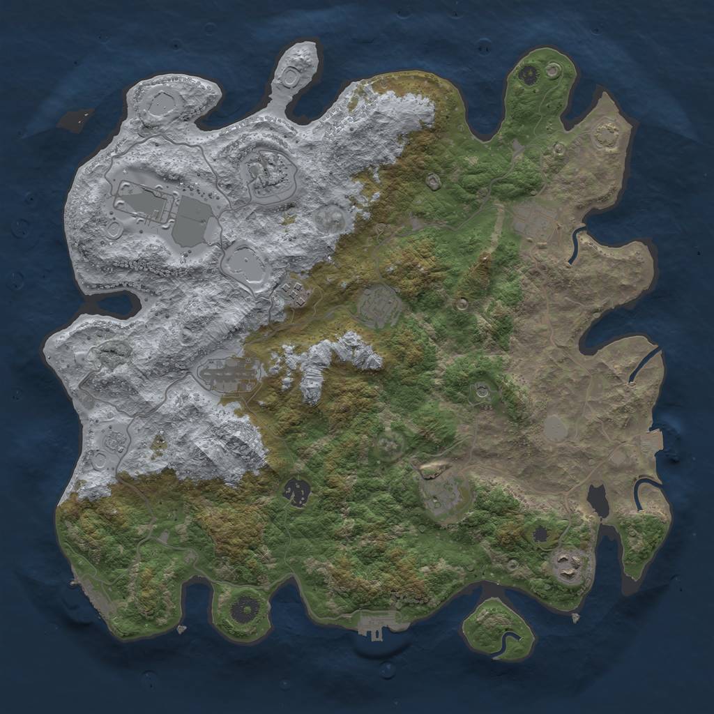 Rust Map: Procedural Map, Size: 3900, Seed: 32718661, 17 Monuments