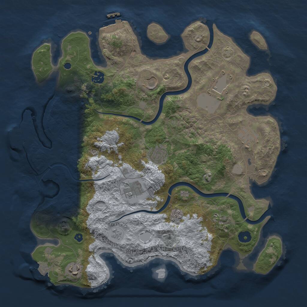 Rust Map: Procedural Map, Size: 3650, Seed: 28950608, 15 Monuments