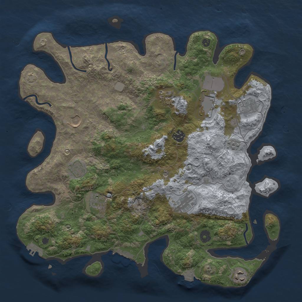 Rust Map: Procedural Map, Size: 3800, Seed: 50740385, 18 Monuments