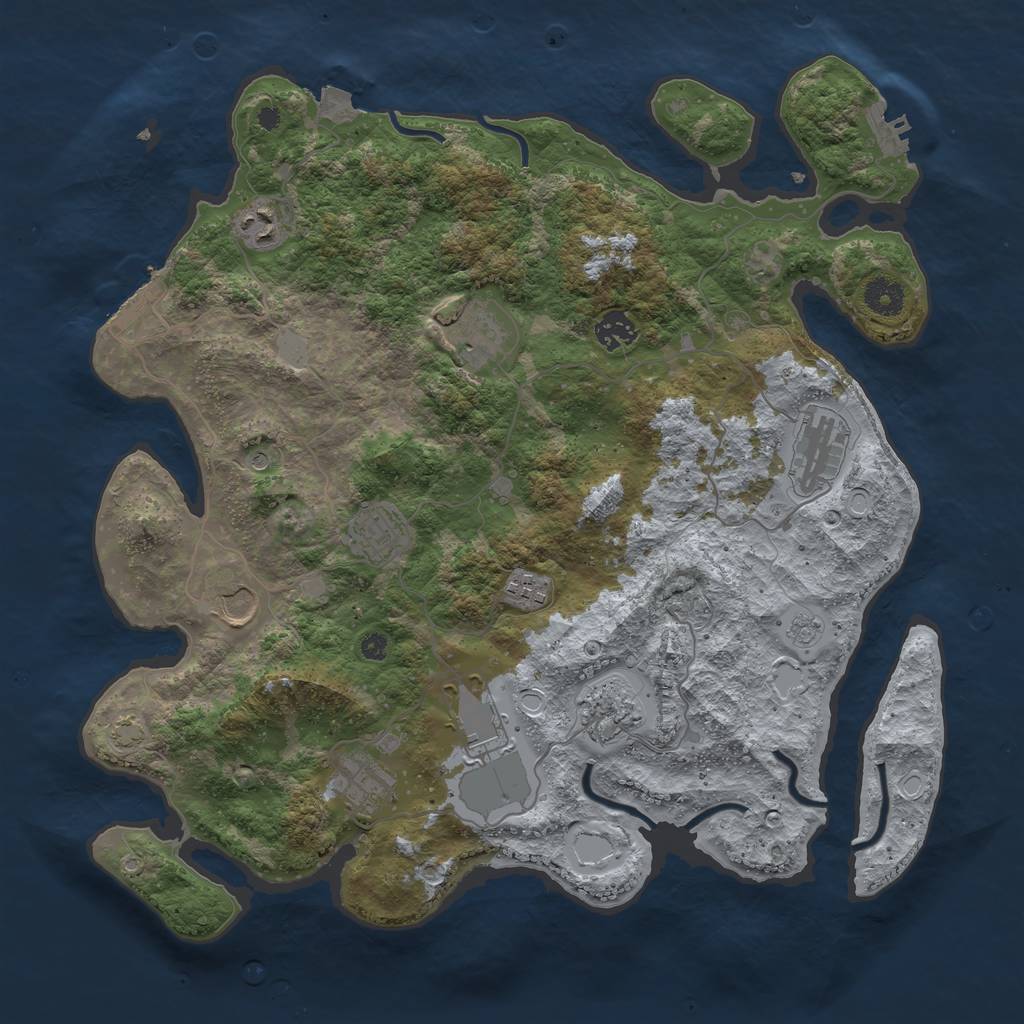 Rust Map: Procedural Map, Size: 3900, Seed: 6957421, 18 Monuments