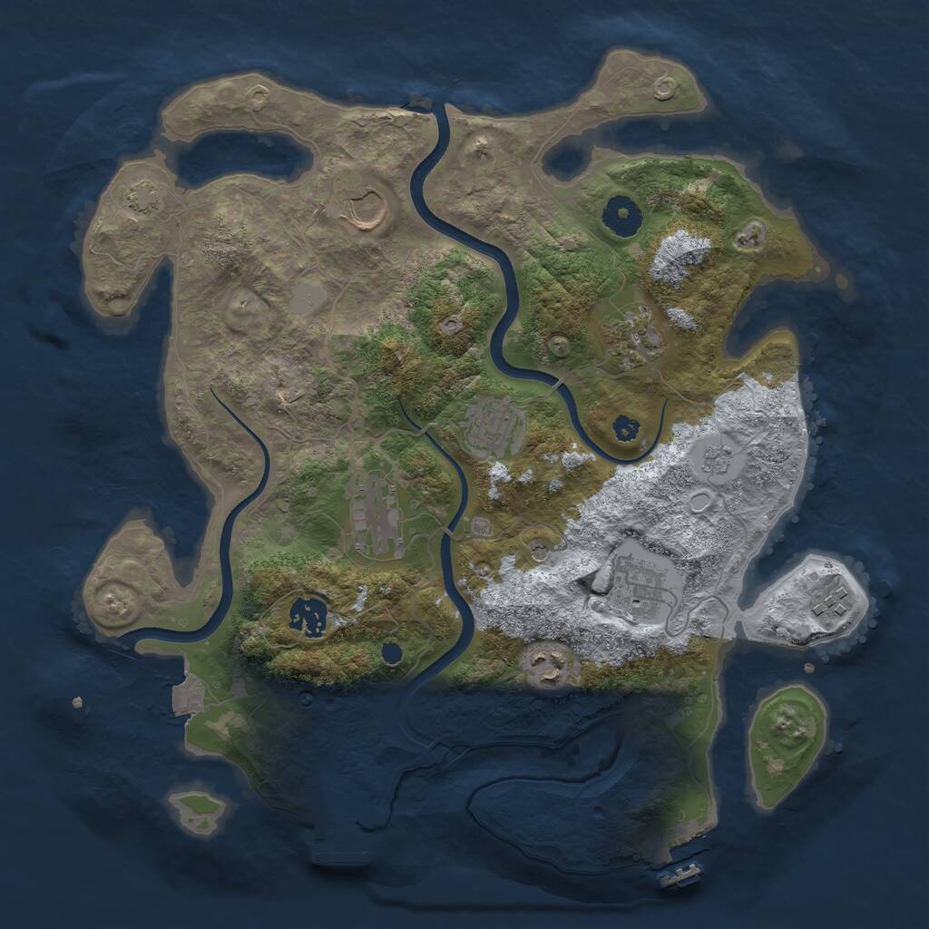 Rust Map: Procedural Map, Size: 3550, Seed: 4051458, 14 Monuments