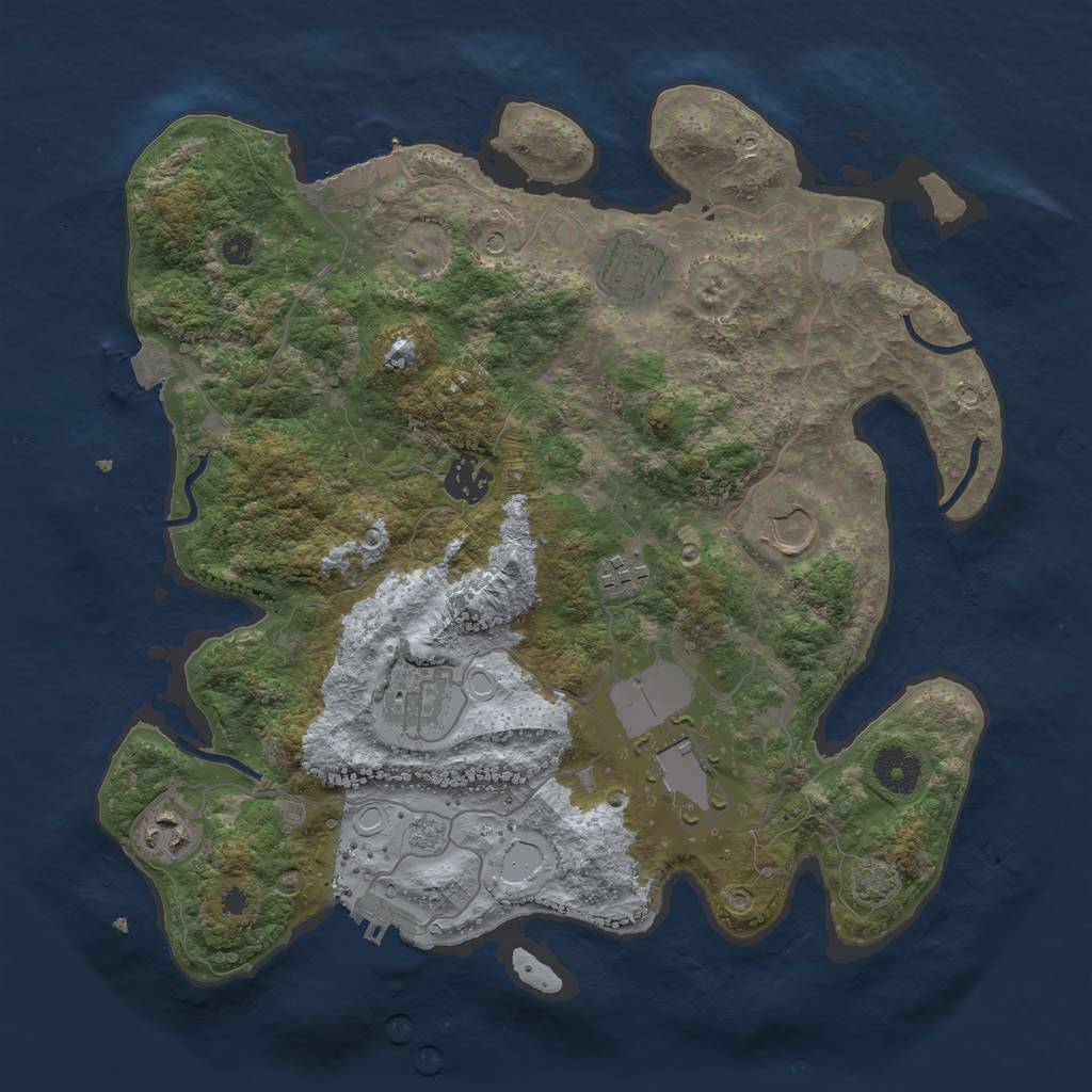 Rust Map: Procedural Map, Size: 3500, Seed: 401894693, 15 Monuments