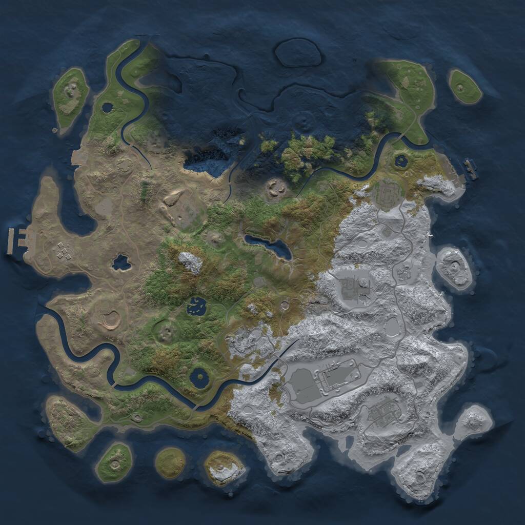 Rust Map: Procedural Map, Size: 4050, Seed: 1164042109, 16 Monuments