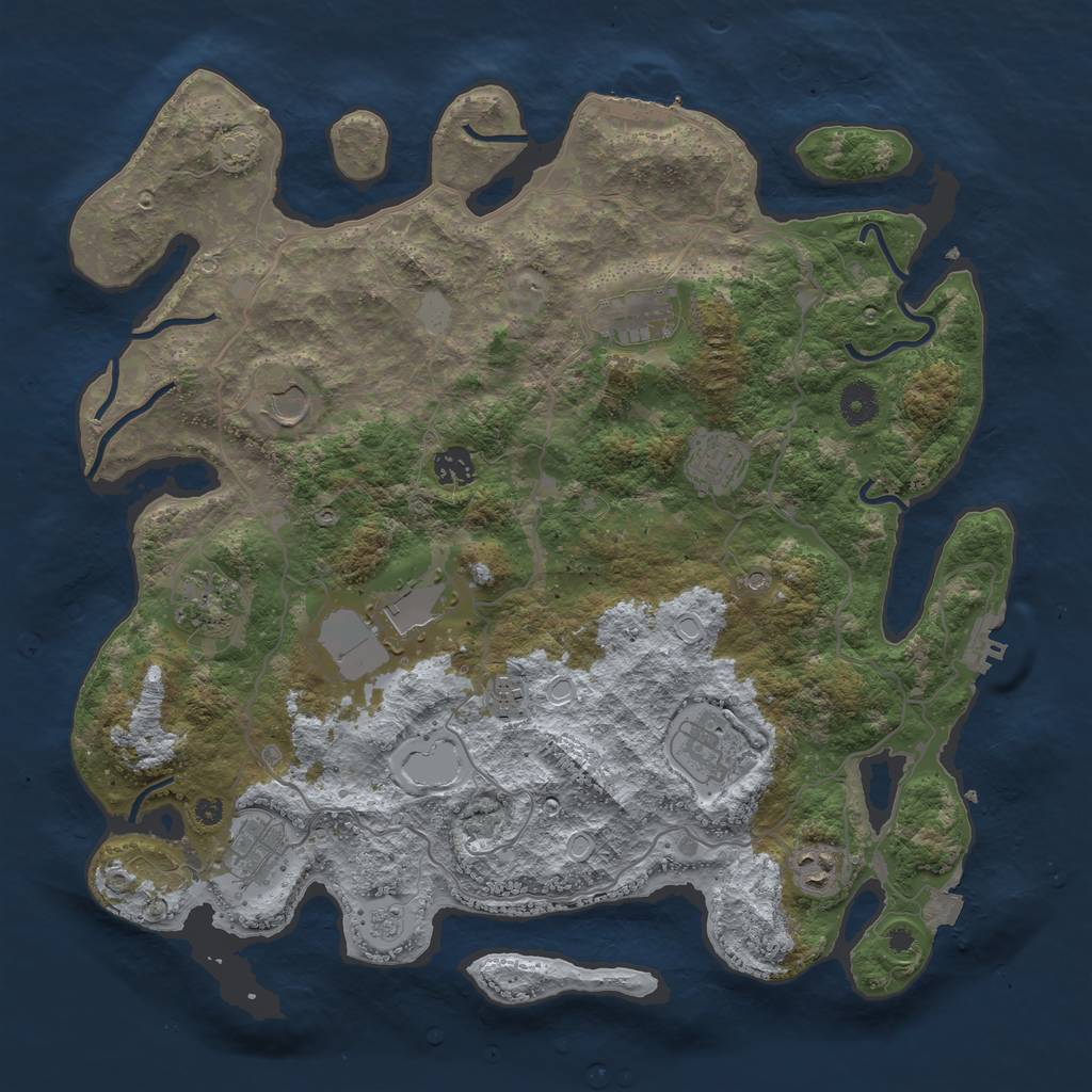 Rust Map: Procedural Map, Size: 4000, Seed: 1821129598, 18 Monuments
