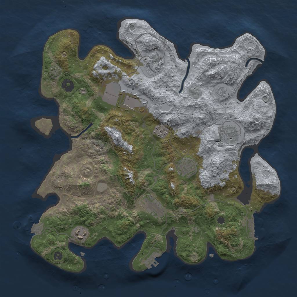 Rust Map: Procedural Map, Size: 3500, Seed: 941584048, 15 Monuments