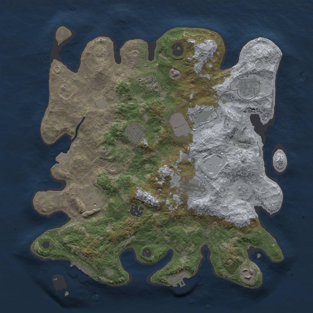 Rust Map: Procedural Map, Size: 3500, Seed: 1190517109, 16 Monuments