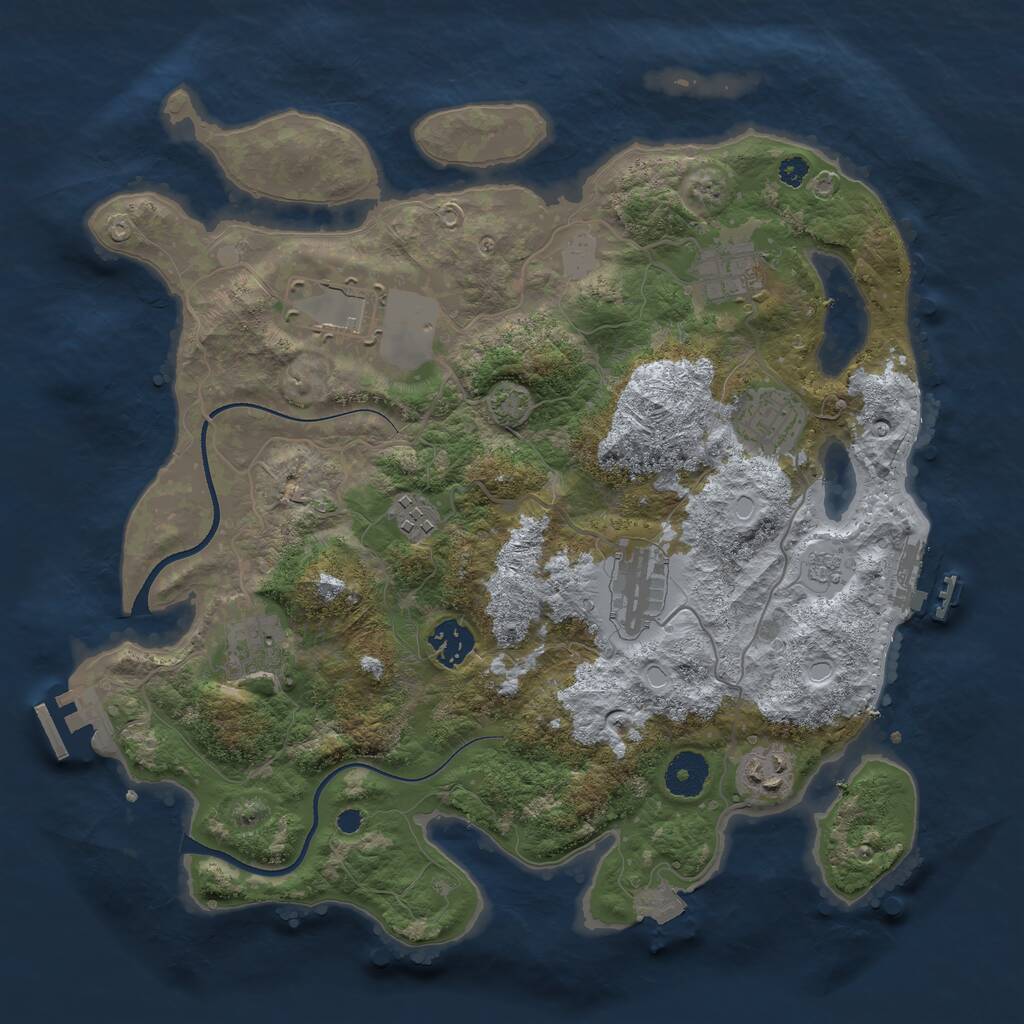 Rust Map: Procedural Map, Size: 3500, Seed: 2142393665, 13 Monuments