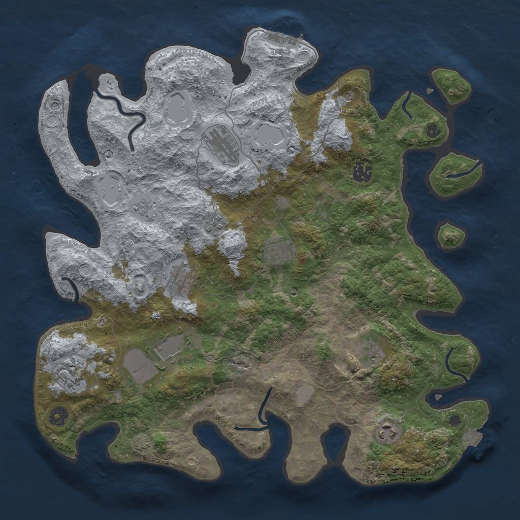 Rust Map: Procedural Map, Size: 3900, Seed: 66007556, 16 Monuments