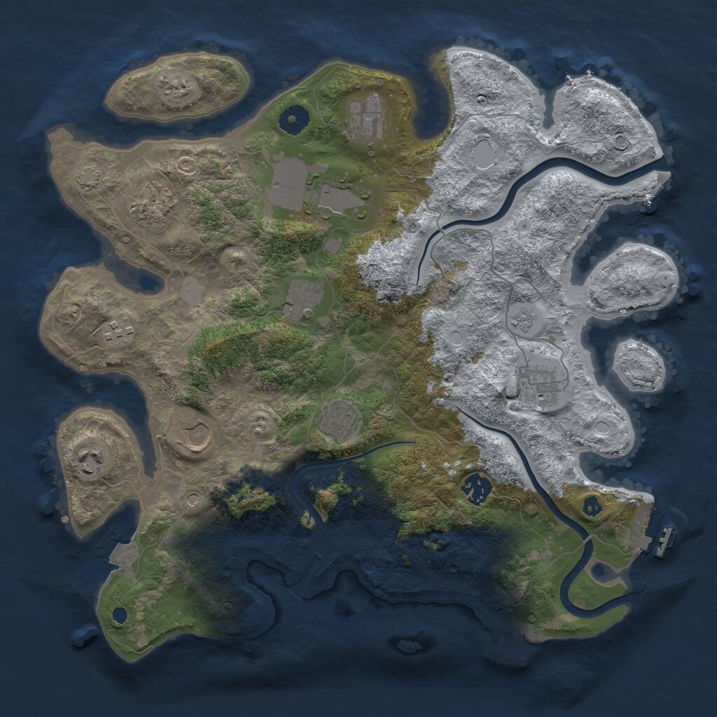 Rust Map: Procedural Map, Size: 3700, Seed: 2579983, 16 Monuments