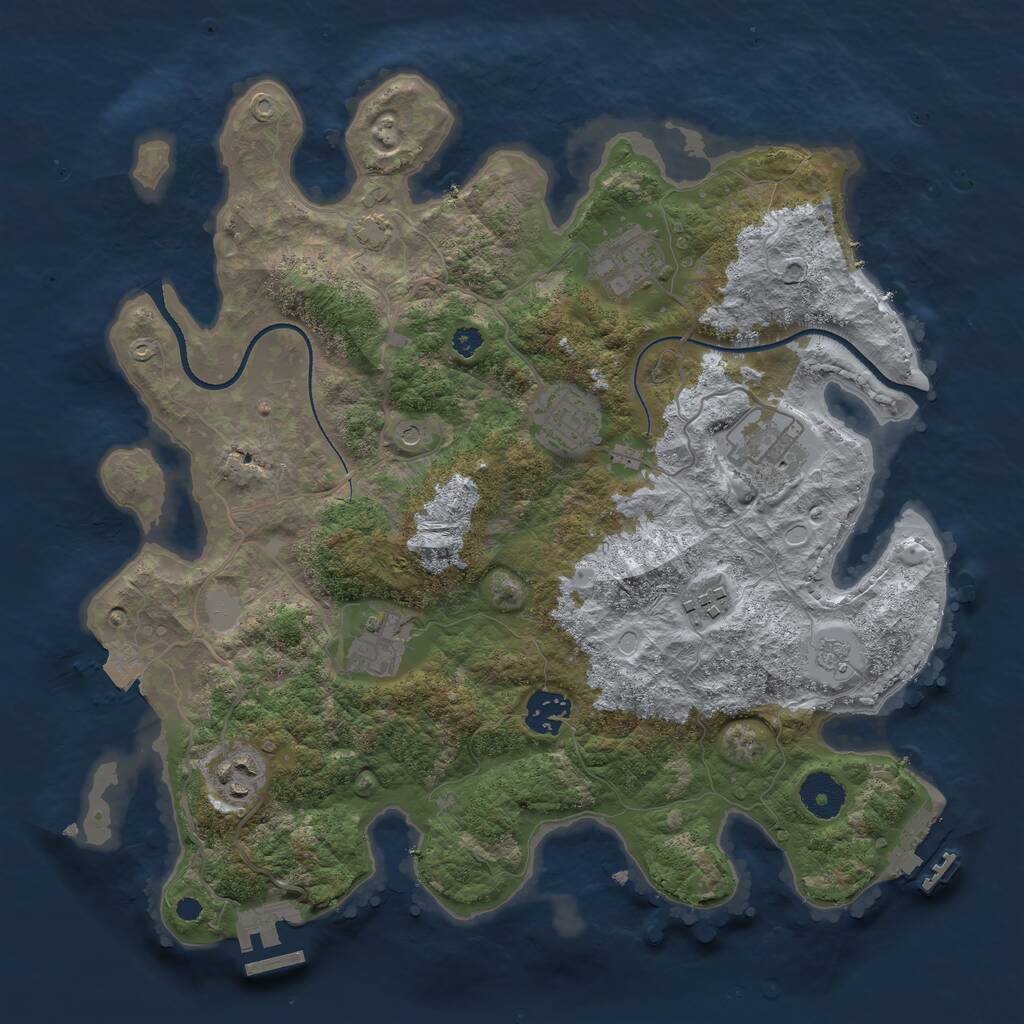 Rust Map: Procedural Map, Size: 3450, Seed: 90553747, 13 Monuments