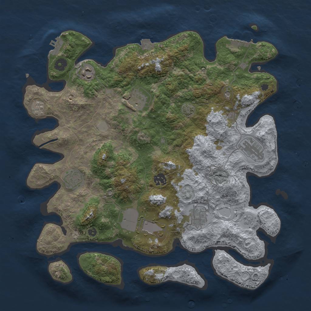 Rust Map: Procedural Map, Size: 3700, Seed: 77561428, 16 Monuments