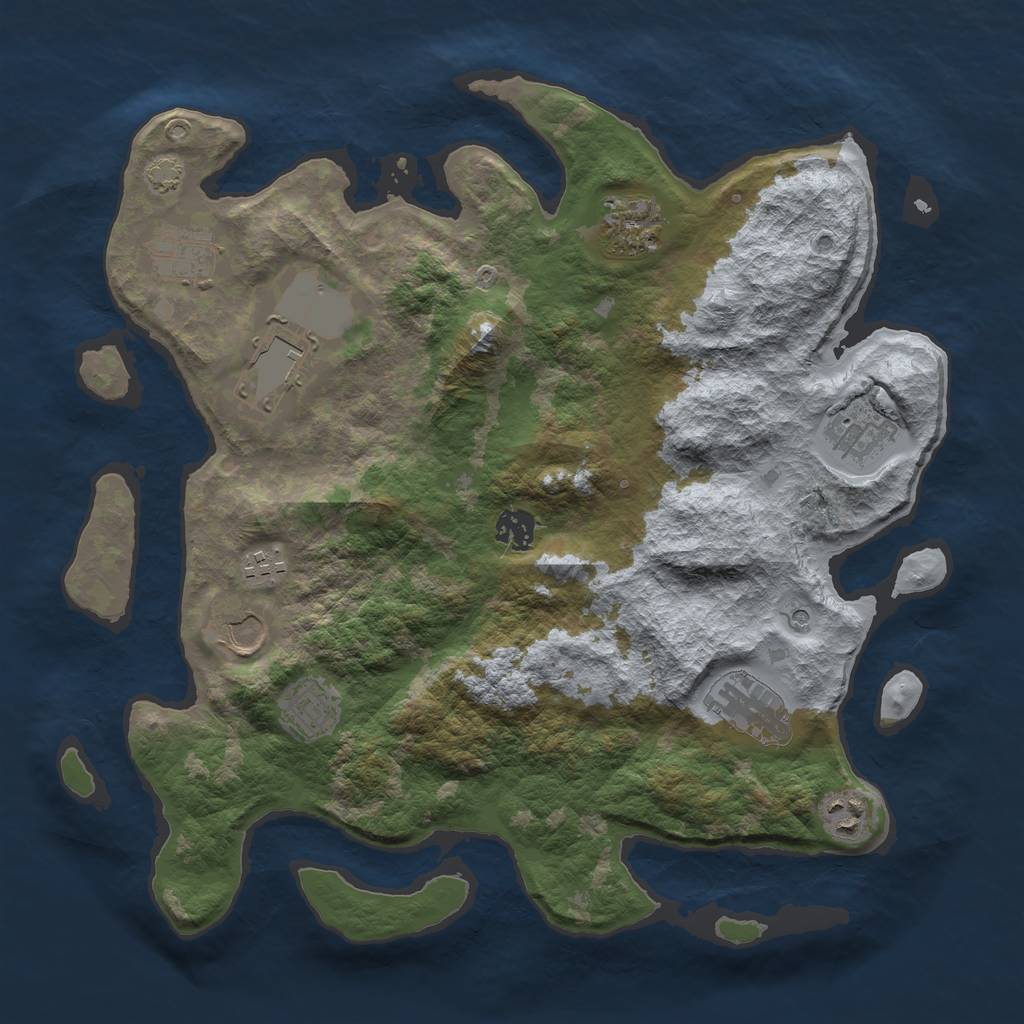 Rust Map: Barren, Size: 3750, Seed: 4079062, 14 Monuments