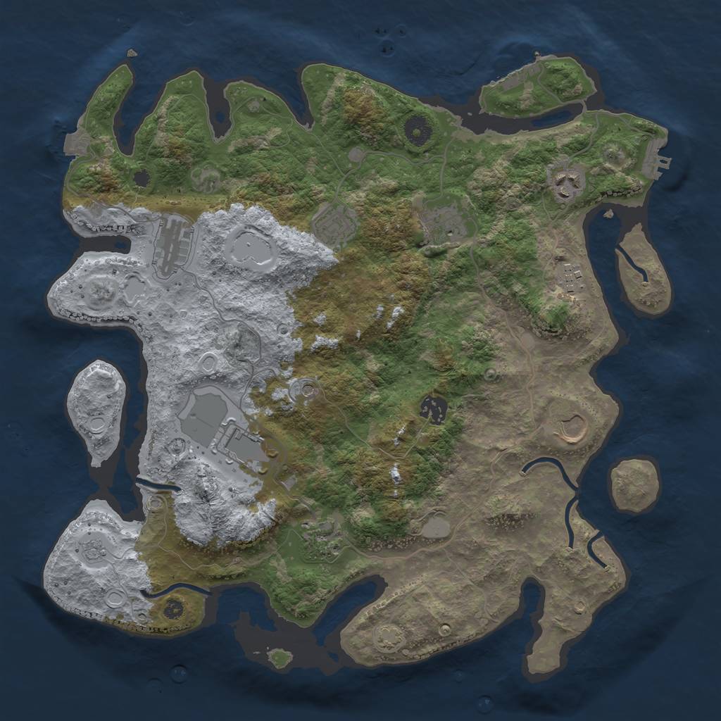 Rust Map: Procedural Map, Size: 3800, Seed: 34560912, 17 Monuments
