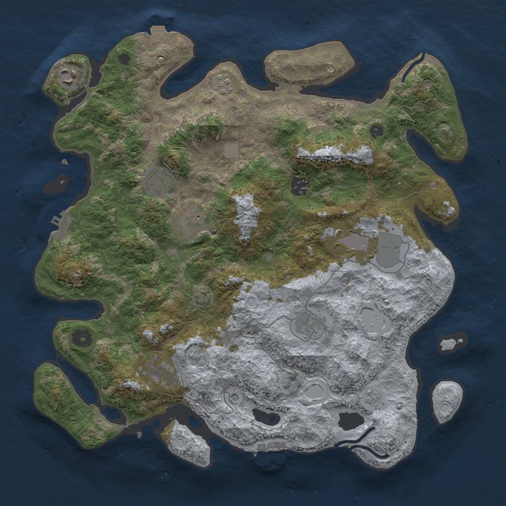 Rust Map: Procedural Map, Size: 3900, Seed: 56915858, 16 Monuments