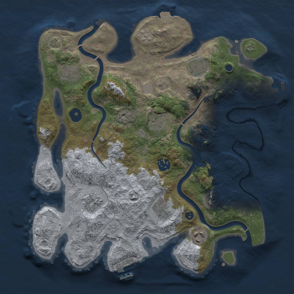 Rust Map: Procedural Map, Size: 3400, Seed: 68864078, 14 Monuments