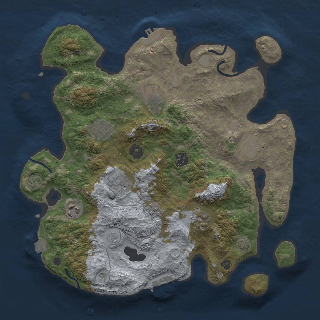 Rust Map: Procedural Map, Size: 3400, Seed: 90553818, 16 Monuments