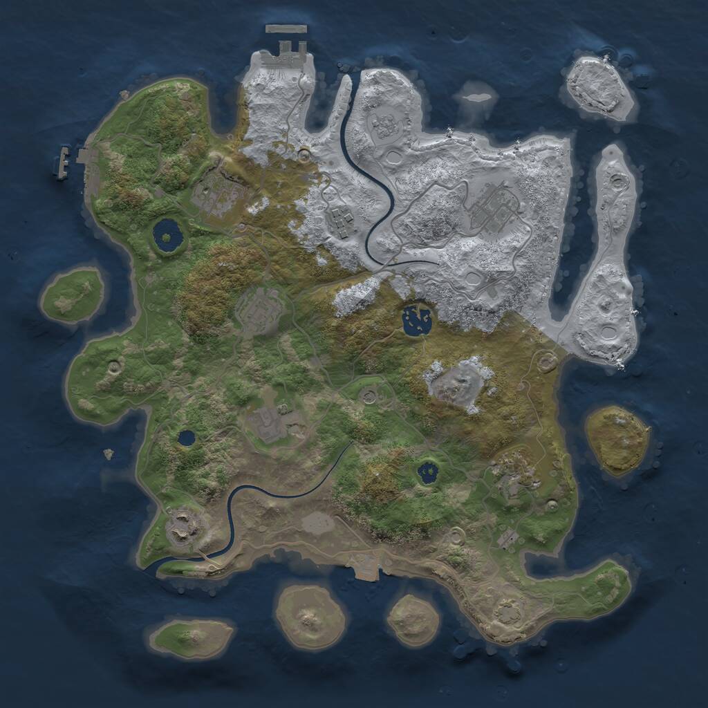Rust Map: Procedural Map, Size: 3450, Seed: 46191990, 14 Monuments
