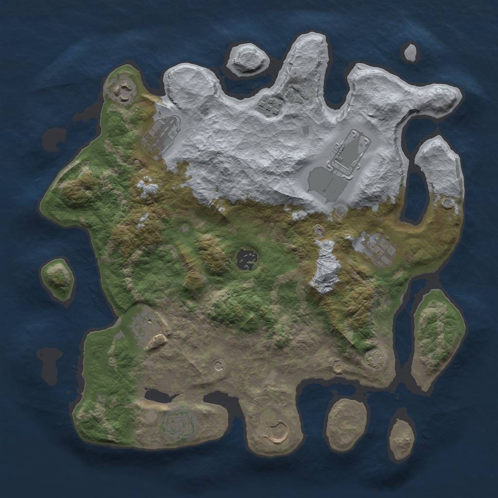 Rust Map: Barren, Size: 3550, Seed: 16399364, 13 Monuments