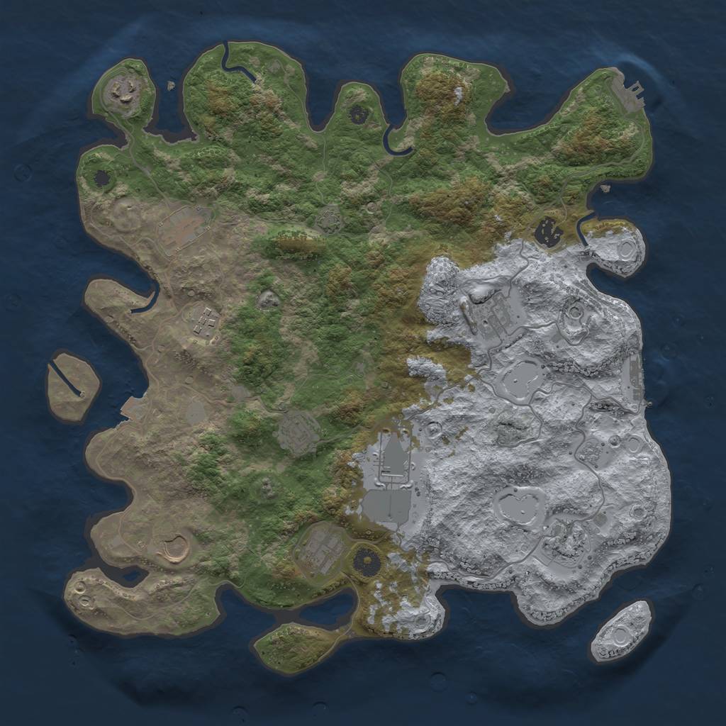 Rust Map: Procedural Map, Size: 3950, Seed: 93295504, 18 Monuments