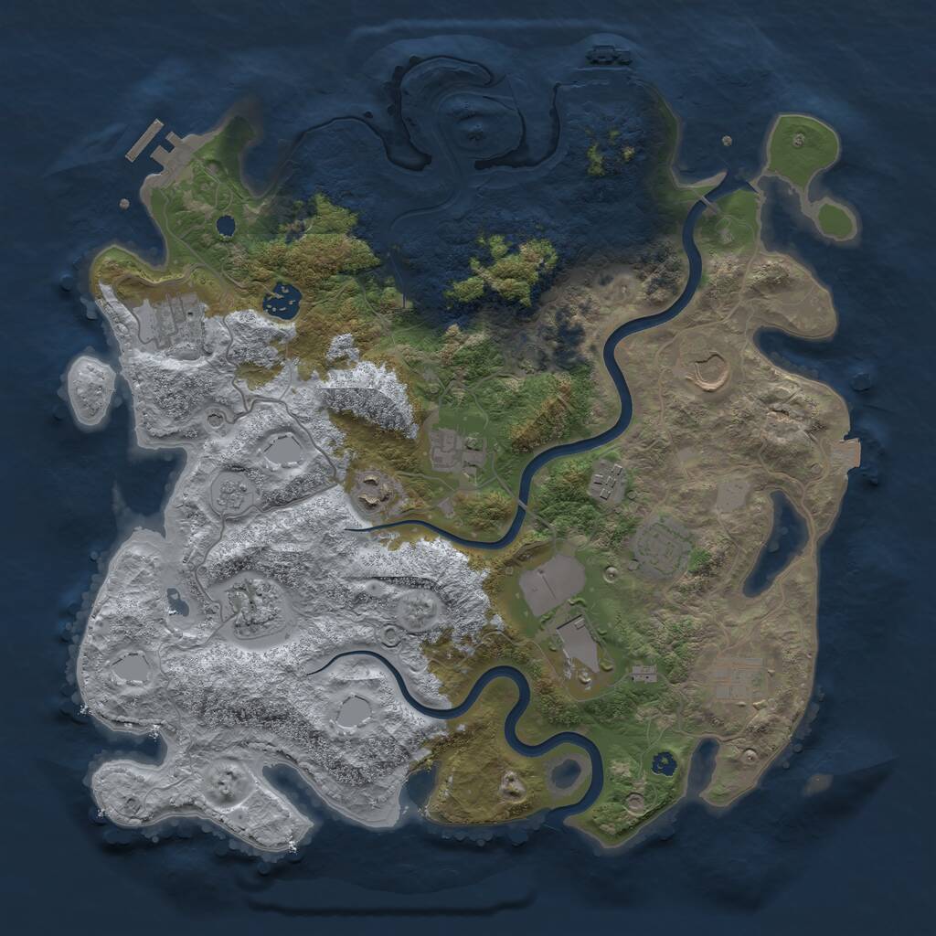Rust Map: Procedural Map, Size: 3800, Seed: 88345403, 16 Monuments