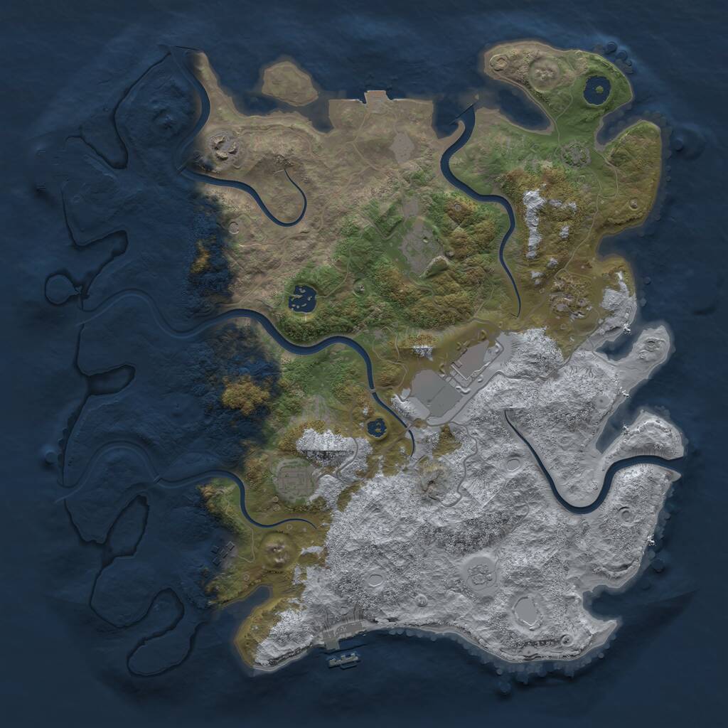 Rust Map: Procedural Map, Size: 3900, Seed: 30136405, 13 Monuments