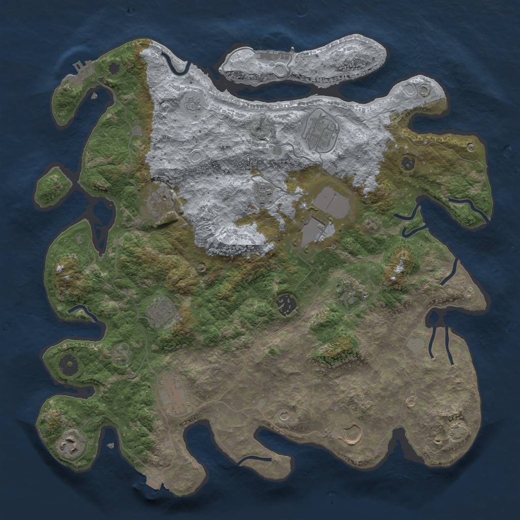 Rust Map: Procedural Map, Size: 3900, Seed: 37248521, 18 Monuments