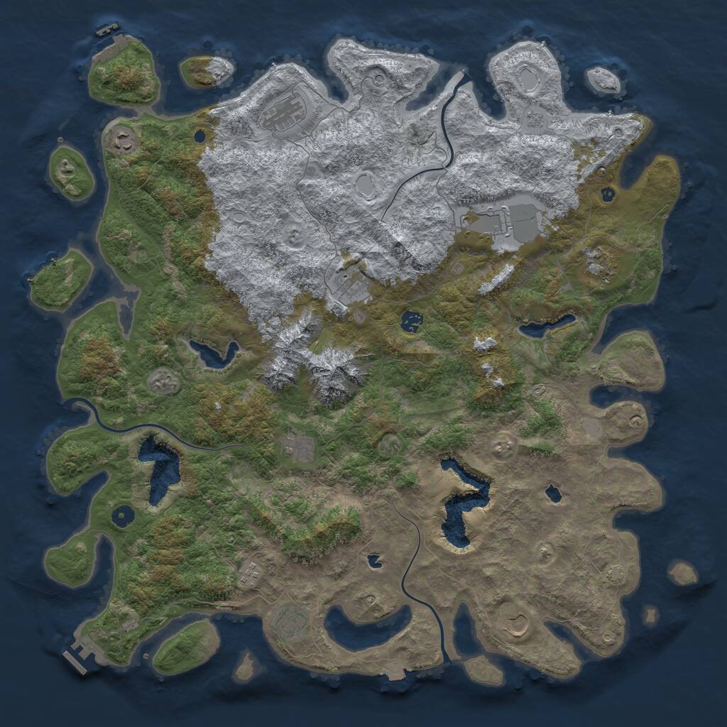 Rust Map: Procedural Map, Size: 5000, Seed: 18247733, 16 Monuments