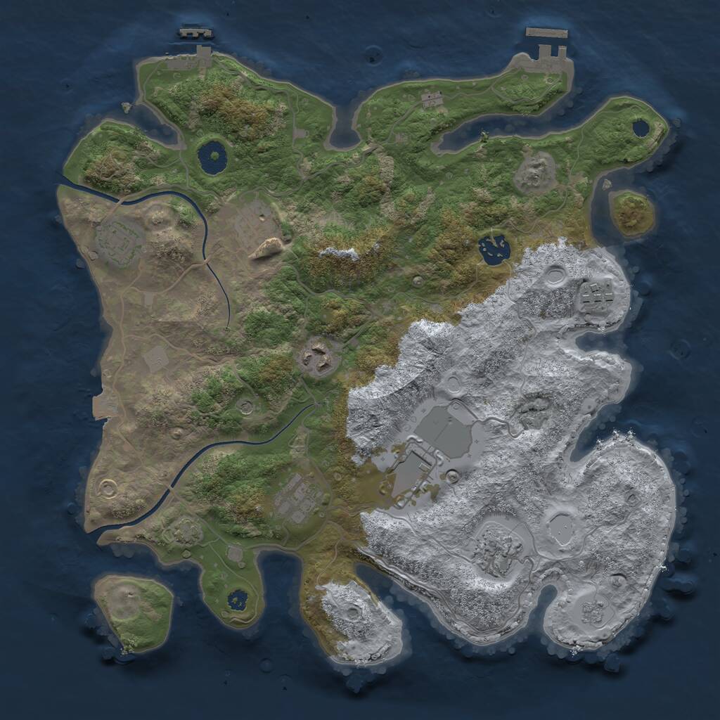 Rust Map: Procedural Map, Size: 3500, Seed: 98604797, 14 Monuments