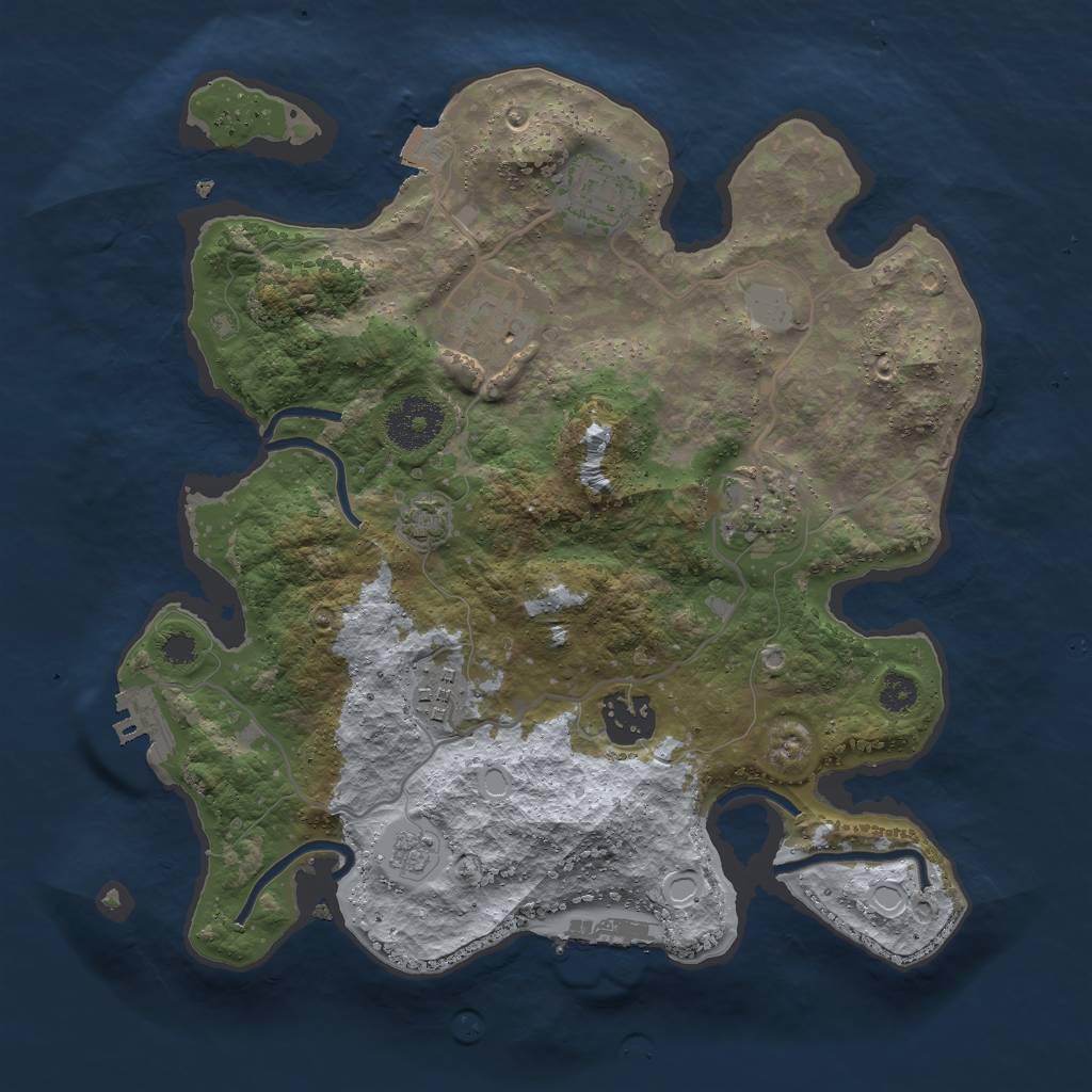 Rust Map: Procedural Map, Size: 3000, Seed: 6802749, 12 Monuments