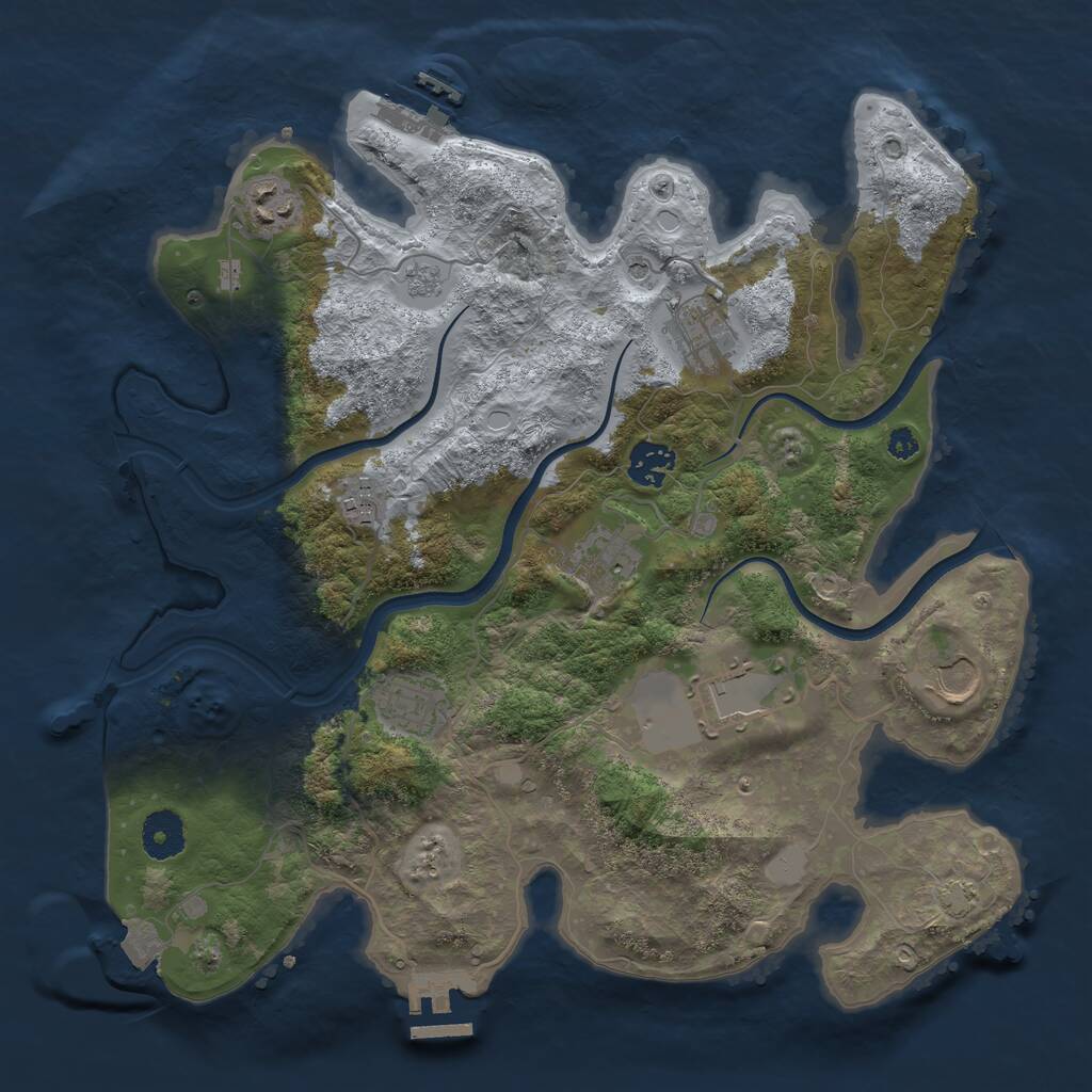Rust Map: Procedural Map, Size: 3550, Seed: 16645082, 14 Monuments