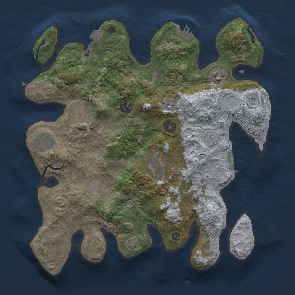 Rust Map: Procedural Map, Size: 3400, Seed: 37653076, 14 Monuments