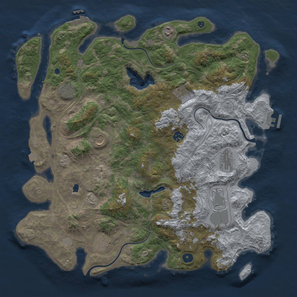 Rust Map: Procedural Map, Size: 4400, Seed: 73769454, 16 Monuments