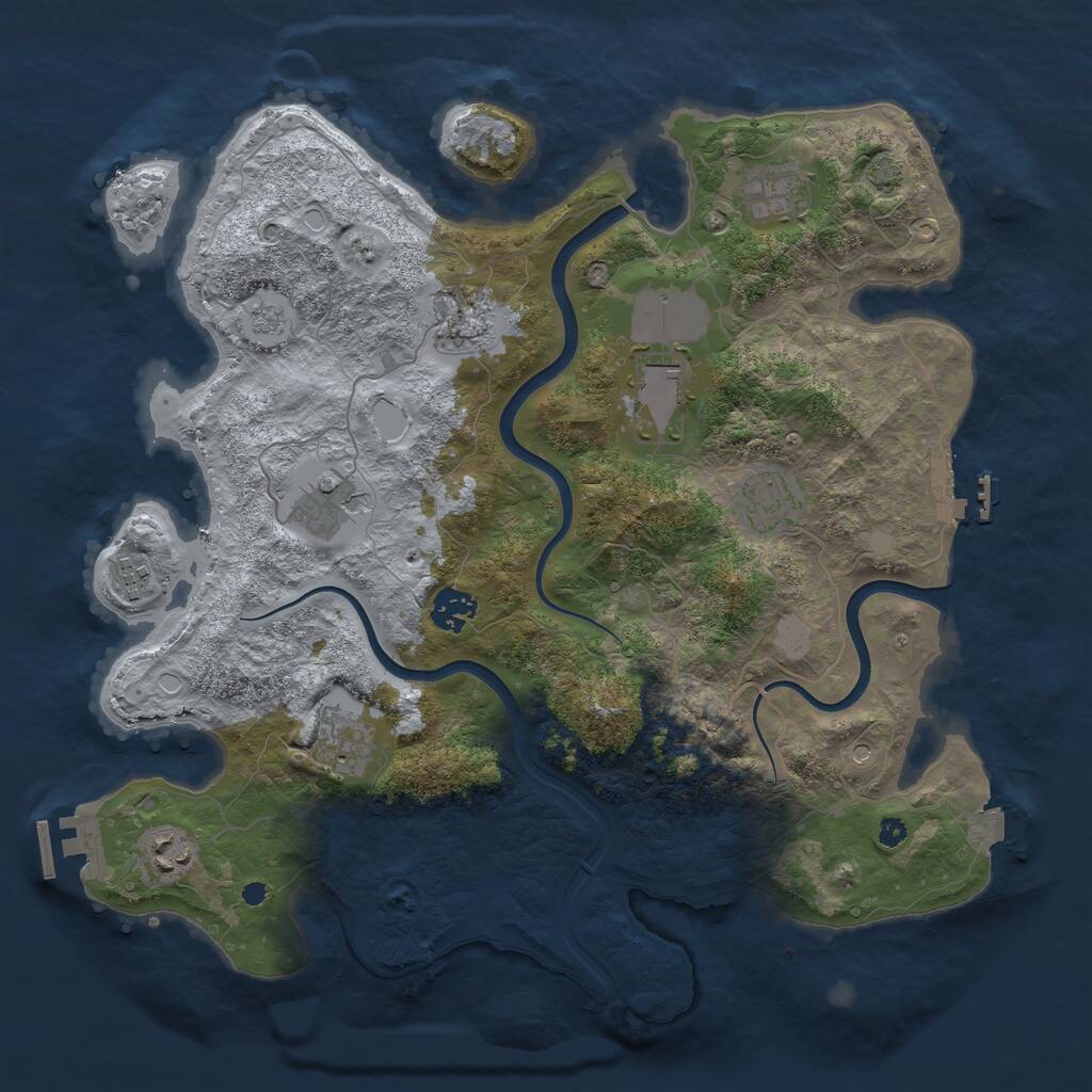 Rust Map: Procedural Map, Size: 3750, Seed: 293793319, 15 Monuments