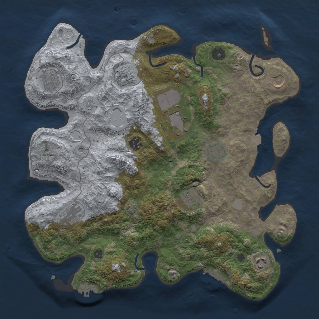 Rust Map: Procedural Map, Size: 3650, Seed: 17477129, 17 Monuments
