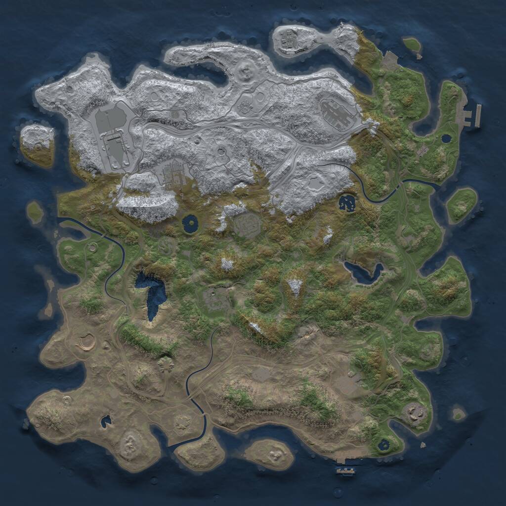 Rust Map: Procedural Map, Size: 4400, Seed: 4172680, 16 Monuments