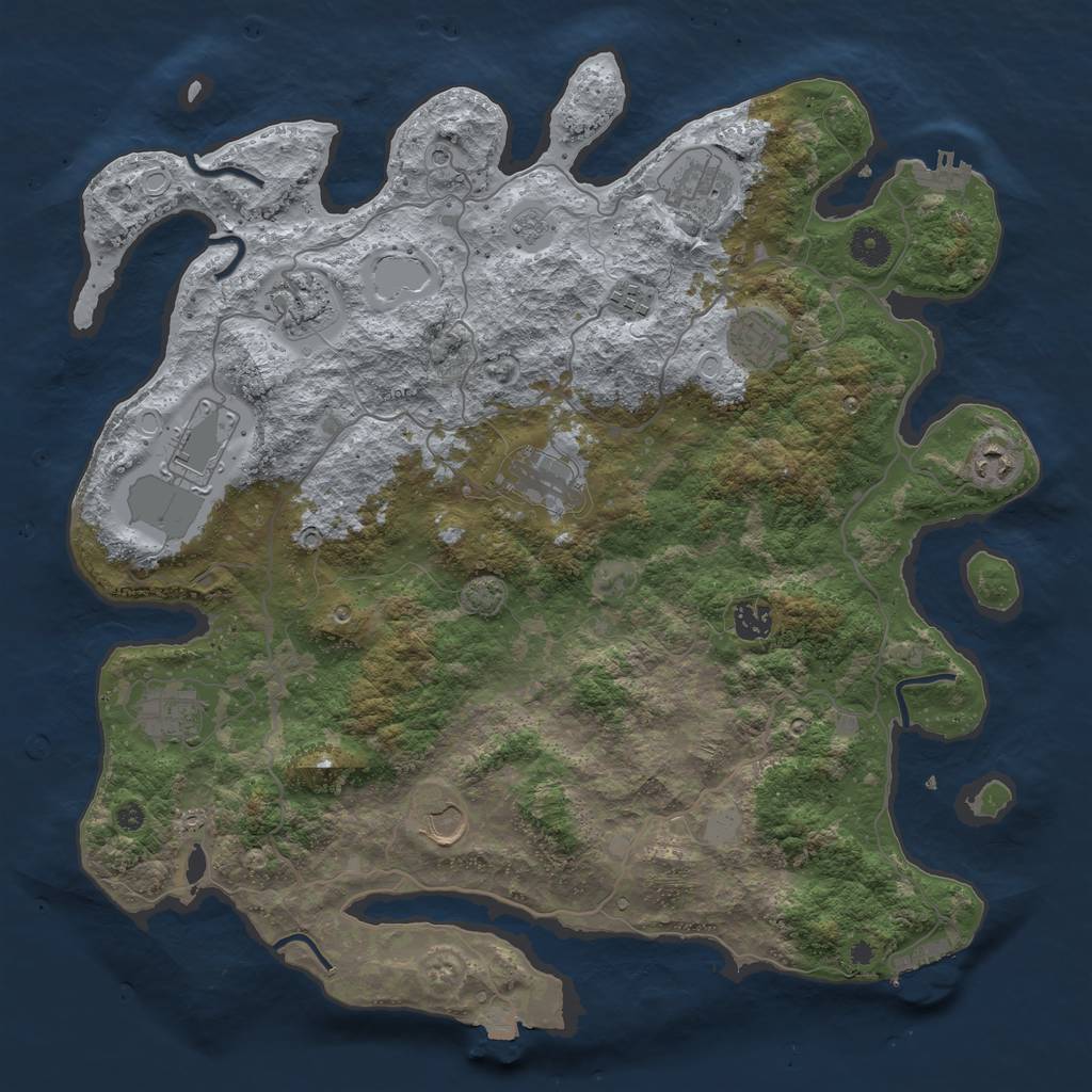 Rust Map: Procedural Map, Size: 4100, Seed: 63474202, 18 Monuments