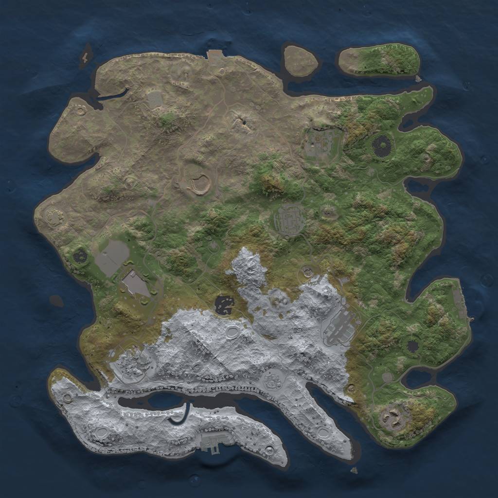 Rust Map: Procedural Map, Size: 3700, Seed: 17592965, 16 Monuments