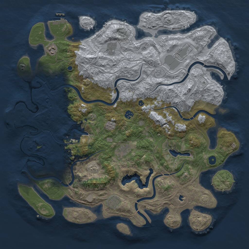 Rust Map: Procedural Map, Size: 4500, Seed: 999997777, 13 Monuments