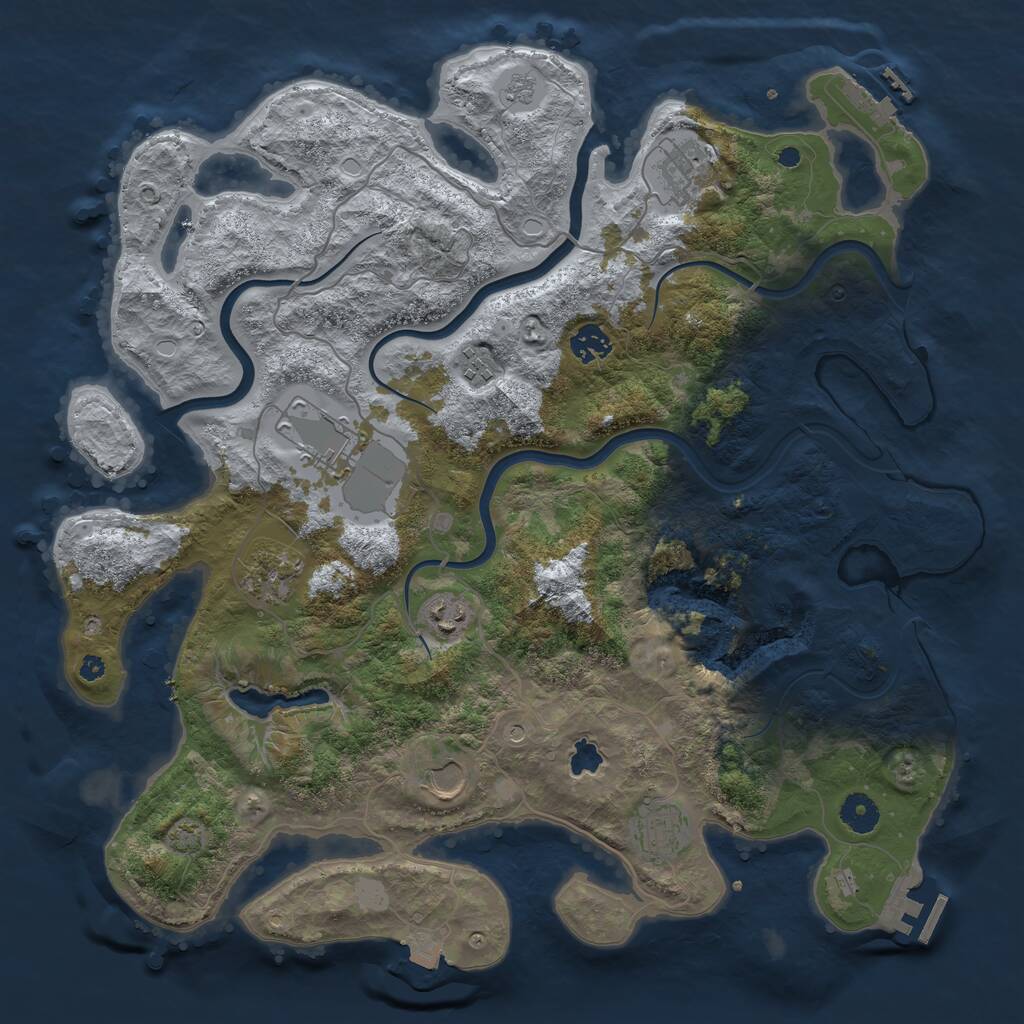 Rust Map: Procedural Map, Size: 4000, Seed: 1971773883, 14 Monuments