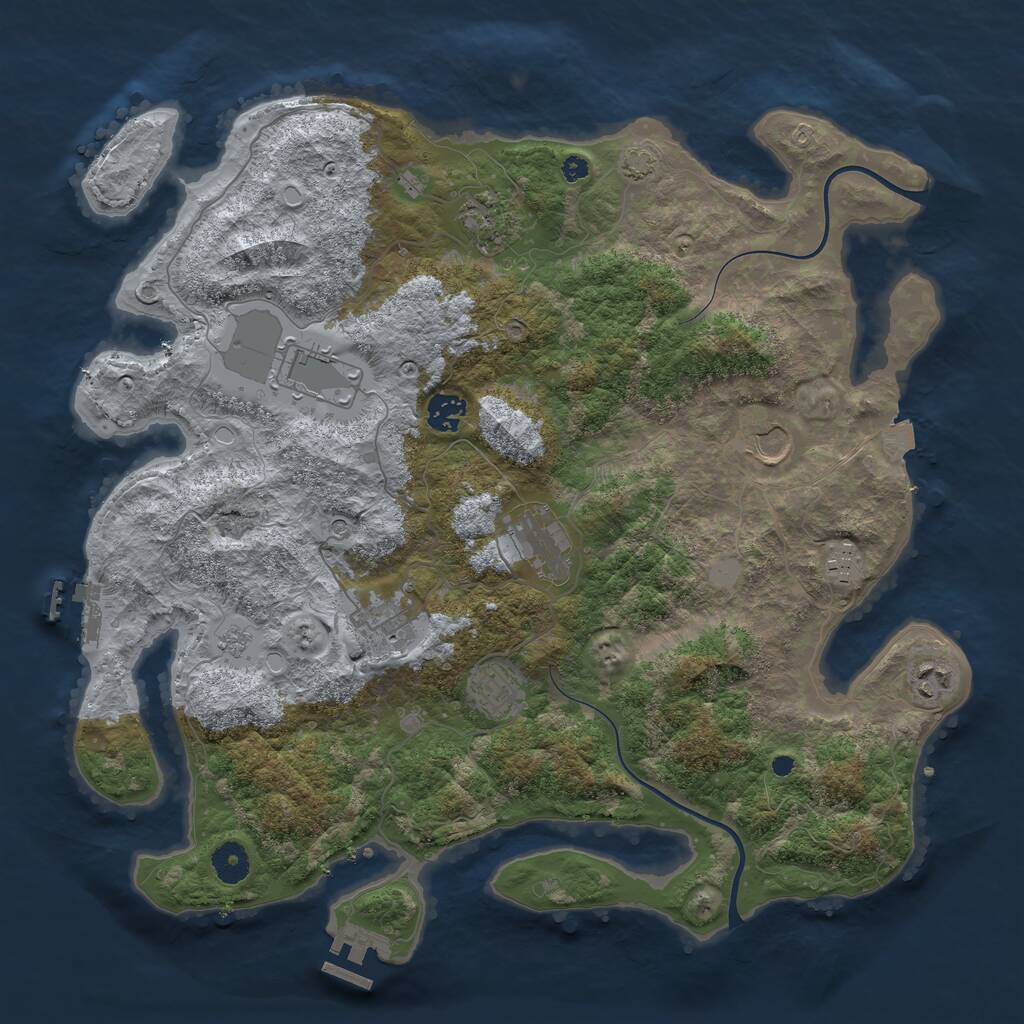 Rust Map: Procedural Map, Size: 3950, Seed: 48105438, 15 Monuments