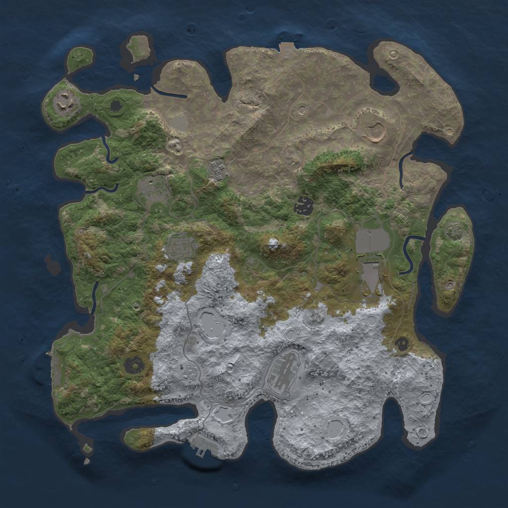 Rust Map: Procedural Map, Size: 3900, Seed: 1993020868, 16 Monuments