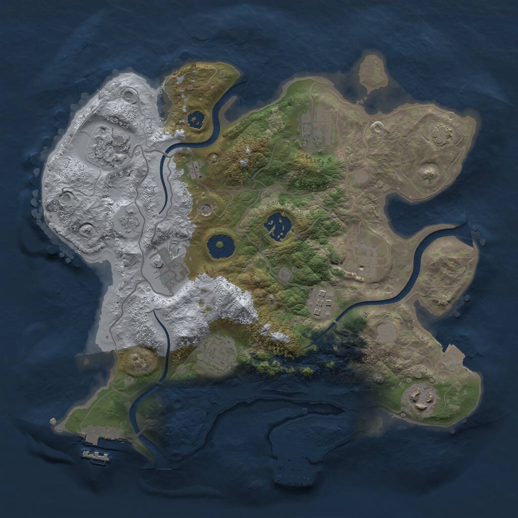 Rust Map: Procedural Map, Size: 3000, Seed: 9689, 14 Monuments