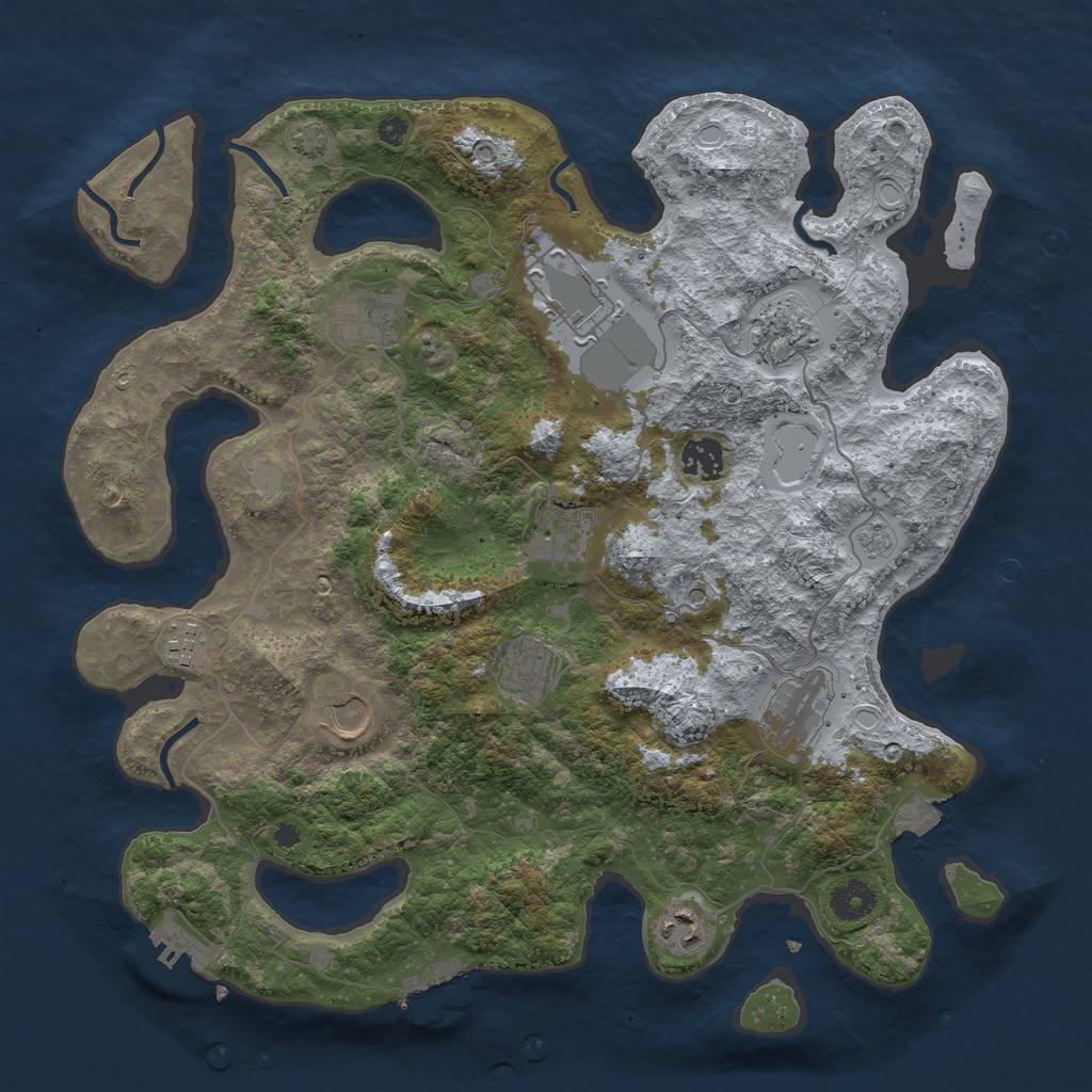 Rust Map: Procedural Map, Size: 3800, Seed: 52525286, 18 Monuments