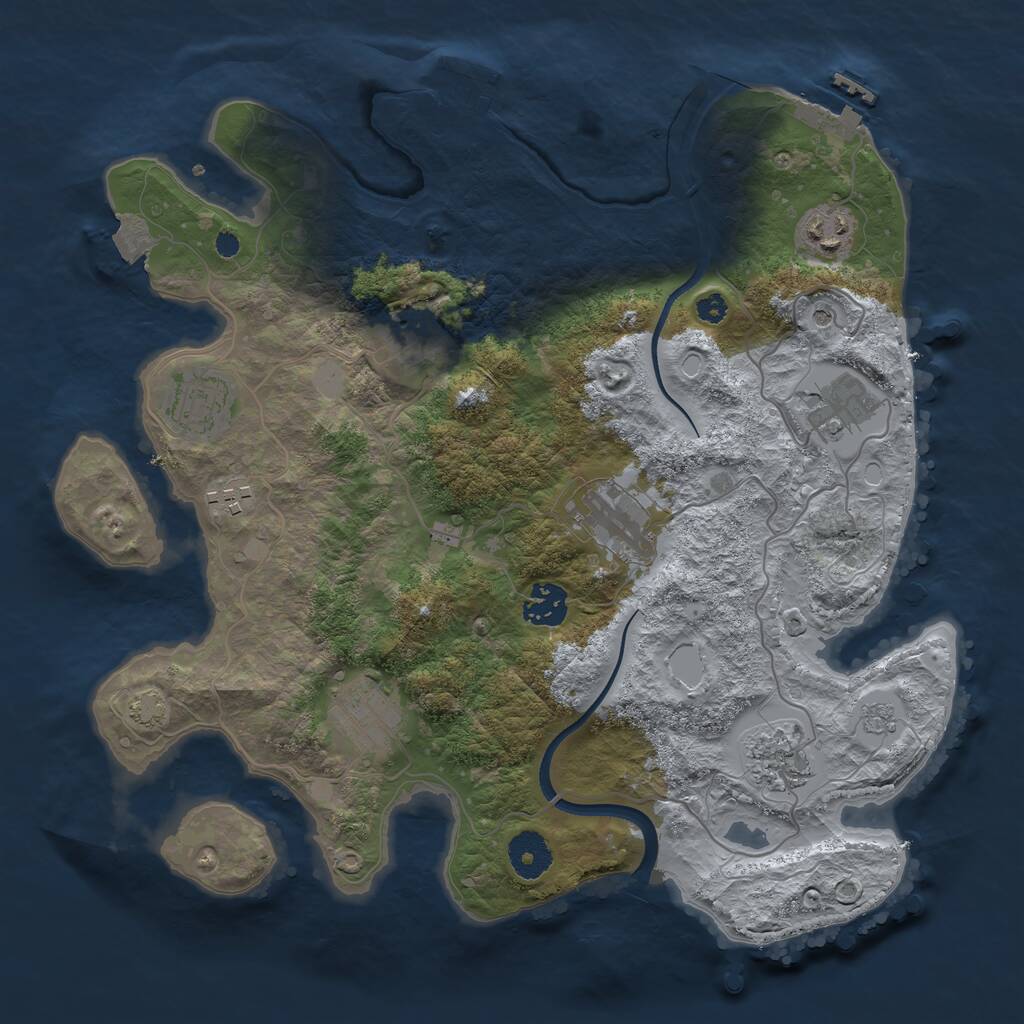 Rust Map: Procedural Map, Size: 3450, Seed: 71032150, 15 Monuments