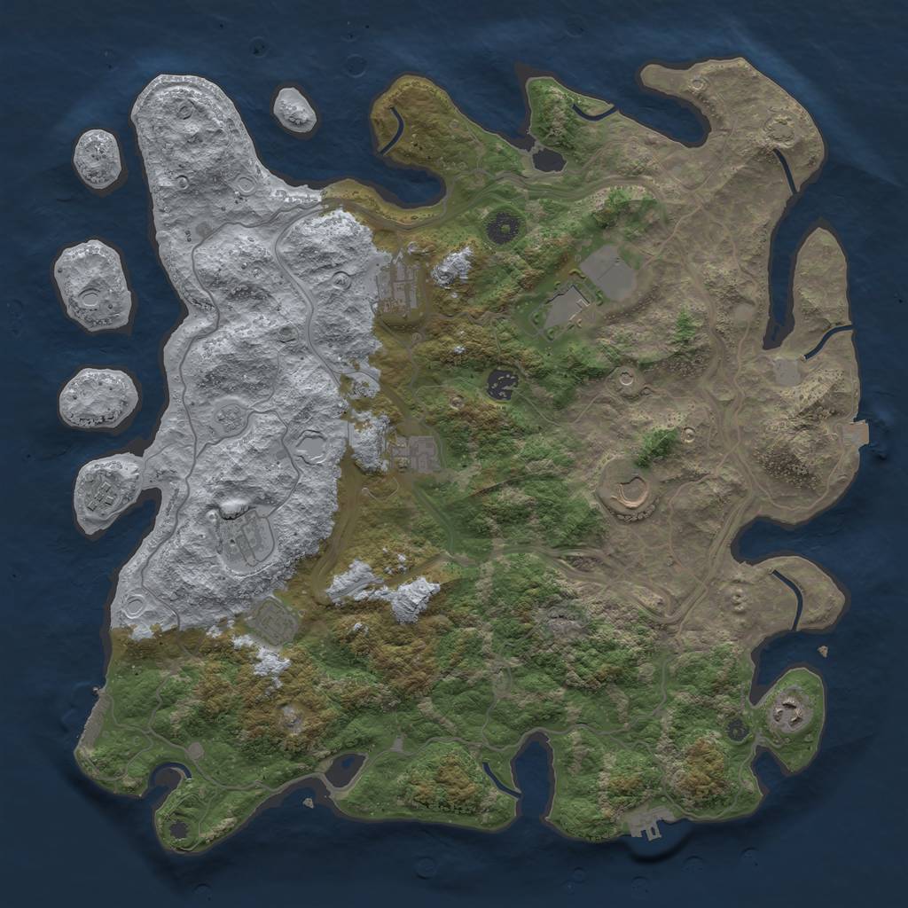 Rust Map: Procedural Map, Size: 4300, Seed: 51538136, 17 Monuments
