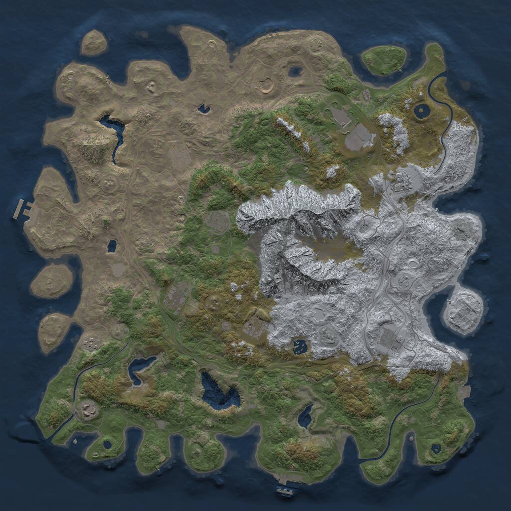 Rust Map: Procedural Map, Size: 5000, Seed: 608072749, 17 Monuments
