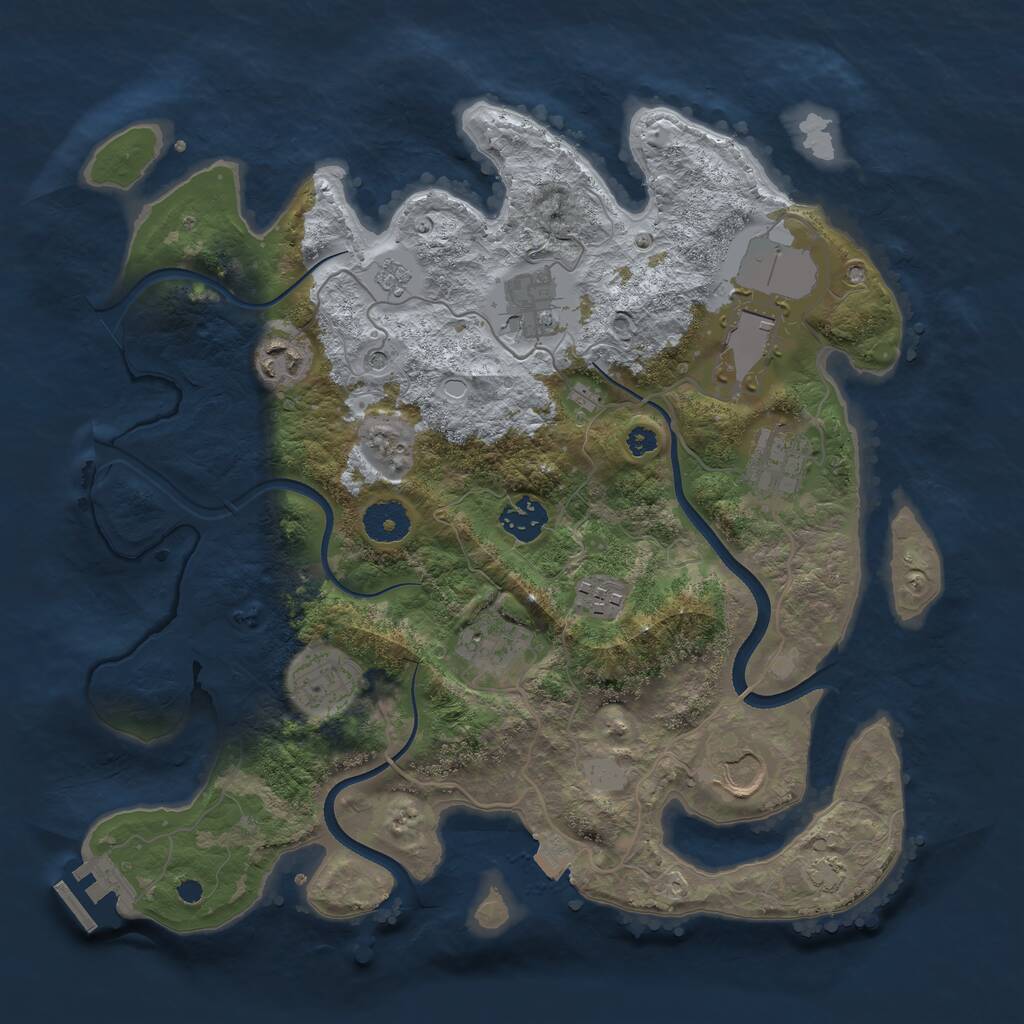 Rust Map: Procedural Map, Size: 3500, Seed: 18247733, 14 Monuments